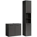 Mokebo Badmöbel-Set, Schwarz, Holzwerkstoff, 103x180x34 cm, Badezimmer, Badmöbelsets & Badmöbelserien, Badmöbel-Sets