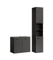 mokebo Badmöbel-Set Der Steuermann, (2-teilig), Unterschrank & Hochschrank fürs Badezimmer in Schwarz