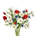 naninoa Künstlicher Wiesenblumenstrauß ca. 60cm. 1x Strauß aus Kamille, Kornblume, Mohn, Margerite, Isolepsis. Blumenstrauß künstlich Frühlingsblumen Sommerblumen Dekoration