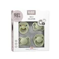 BIBS Schnuller 4er-Pack, Try it starter pack, BPA-frei, Kirschform, Symmetrische und Kiefergerechte Sauger. Naturkautschuk/Silikon, Hergestellt in Dänemark. 0-6 Monate (4er Pack), Sage