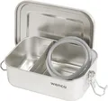Wenco Lunchbox 650 ml, 2-fach unterteilt, Brotdose Edelstahl Auslaufsicher BPA frei, (1-tlg., 15 x 11,3 x 5 cm), Ideal als Bento- Dose für das Mittagessen oder Snacks