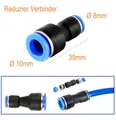 8mm auf 10mm Reduzier Verbinder gerade Pneumatik Druckluft Steck Fitting 10mm 8