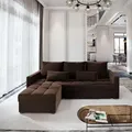 Masseno Ecksofa KOS PIK mit Schlaffunktion L-Form, Sofa mit Bettkasten, Wohnzimmersofa, Couch, Soffa, Bettsofa, Couchgarnitur- Braun, KRONOS 06 - Braun