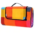 DETEX® Picknickdecke Campingdecke XXL 200x200 cm Wasserdicht Wärmeisoliert Waschbar Fleece Faltbar für 4-6 Personen Garten Stranddecke Pixel