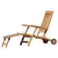 ASS ALEOS. Deckchair Steamer Deckchair mit Rädern Steamer Deckstuhl Liegestuhl Sonnenliege Gartenliege Relaxsessel echt Teak Holz Luna