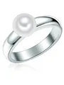Valero Pearls Damen-Ring 925/- Sterling Silber Süßwasser-Zuchtperlen Rund 7,5-8 mm weiß - Modern-Ring für Frauen Perlenring Süßwasser-Perle groß