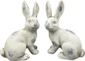 finehomegarden Hase Valo Osterfigur Creme 2Fsort. Vintage Polyresin 11x6cm H15cm Skulptur Ostern