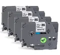 4x Kompatibel Brother TZe-231 Band 12mm (0.47'') Laminated Weiß - Kompatibel mit PT-H100LB/H107B/D400/E100/E200/D210/P300BT/1010/1090/1230PC/1280/D600VP/1000 | Öl-/wasserfest für Küche/Büro/Werkstatt
