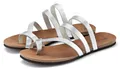 LASCANA Sommerschuh, Sandale, offener Schuh, Pantolette, Zehentrenner aus Leder im Metallic-Look