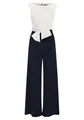 Vera Mont Damen Jumpsuit mit weitem Bein Dunkelblau/Weiß,34