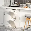 Mülltrennschrank 'Sollentuna' mit 2 Kippfächern Metall 2 x 14 L Eimer Pfefferweiß - Creme