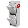 [en.casa] Mülltrennsystem Sollentuna Mülleimer 2 Fächer Küche 2 x 14 L Abfalleimer Müllschrank schmal 93 x 33 x 25 cm Metall Pfefferweiß