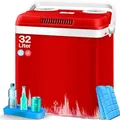 32 L Kühlbox 12v 230v Stecker Mini-kühlschrank Thermoelektrische Warmhaltebox 32 Liter Rot - Kesser