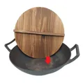 NutriChef Wok Pfanne Kochgeschirr 55 Liter Herd und Holzdeckel Aromatisch vielse