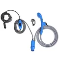 ProPlus Mobile Campingdusche 12V – Tragbare Outdoor Dusche für Camping, Wohnmobil und Reise – Tauchpumpe, 2 m Schlauch, Wassersack – Grau/Blau