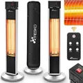 Infrarot Stand-heizstrahler 2000w Mit Fernbedienung & Abdeckung Wärmestrahler Terrasse Elektrisch Mit 3 Heizstufen Terrassenstrahler Innen & Außen Infrarotstrahler Mit Led-anzeige - Tresko