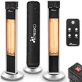 TRESKO Infrarot Stand-Heizstrahler 2000W mit Fernbedienung | Wärmestrahler Terrasse elektrisch mit 3 Heizstufen | Terrassenstrahler Innen & Außen | Infrarotstrahler mit LED-Anzeige