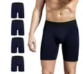 ZLYC Herren Lange Bein Baumwolle Boxershorts Unterwäsche, 3/4 Pack (4Pack Blau, L(36-38''/91-97cm))