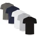 Fm London Herren-t-shirt (3/5er-pack) Herren T-Shirt , Schwarz, Grau, Weiß, Marineblau, Anthrazit (5er-pack), XL