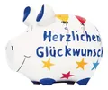 KCG Sparschwein Herzlichen Glückwunsch aus Keramik - Spardose Geburtstag, Geld