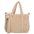 Beagles - Weekender Tasche Damen groß Teddy Reisetasche Handgepäck 40x30x20 weicher Weekender mit Reißverschluss verstellbarem abnehmbarem Schultergurt und Innenfächern - Creme