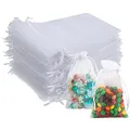 Transparente Organza-Beutel, 50 Stück, 13 x 18 cm, mittelgroße Organza-Geschenkbeutel, Hochzeitsbeutel mit Kordelzug, Schmuck-Geschenkbeutel für Hochzeit, Party, Festival, Spiel (weiß)