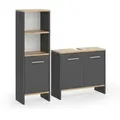 Vicco Badezimmermöbel-Set, Anthrazit, Honigeiche, Holzwerkstoff, nicht einzeln stellbar,Rechteckig, 63.8x57x26.3 cm, Badezimmer, Badmöbelsets & Badmöbelserien, Badmöbel-Sets