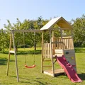 Wendi Toys Wendi Toys Kinderspielhaus, Kletterturm "Panda" mit Rutsche, Kletterwand und Schaukel, holz / rot