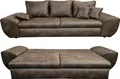 Big-Sofa mit Schlaffunktion und Bettkasten XXL Couch im Vintage Look in Braun / 18008