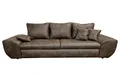 luma-home Big-Sofa 18008, mit Bettfunktion und Stauraum B275/T98/H90 cm, Liegefläche 148x194 cm, Wellenunterfederung, Mikrofaser Leder-Optik Vintage Braun