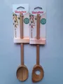 2x Metaltex Kochlöffel Rührlöffel Olivenholz oval 30 cm natur 1x mit Loch 1xohne