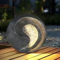 Solarleuchte Außenleuchte Dekolampe LED Steinoptik Skulptur rund Gartendeko grau