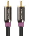 FosPower PREMIUM Mono Subwoofer Kabel[3m Lang] RCA Audiokabel Koax/1 Cinch x 1 Cinchkabel/Soundkabel[24k Vergoldet|Mehrfach Geschirmt]