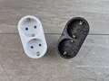 2 x Schuko Doppelstecker Mehrfachstecker 2 Fach Stecker 1 x weiß 1 x schwarz