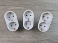 3 x Schuko Doppelstecker Mehrfachstecker 2 Fach Stecker weiß Adapterstecker