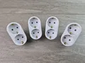4 x Schuko Doppelstecker Mehrfachstecker Adapterstecker 2 Fach Stecker weiß