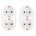 2x Doppelstecker vertikal Mehrfachstecker 2-fach Steckdosenadapter Multistecker
