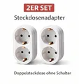 2x Doppelstecker Mehrfachstecker vertikal 2-fach Steckdosenadapter Multi stecker