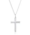Kuzzoi Exklusive Herren Halskette glänzend poliert mit Kreuz Anhänger (30 mm) im Basic Style, Massive Kette für Mann und Freund mit religiösem Kreuz aus 925 Sterling Silber, Länge 60 cm (silber)