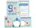 Junapack 12 Einladungskarten incl. 12 Umschläge zum 9. Kindergeburtstag Einladung zum neunten Geburtstag Mädchen Lama