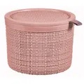 Keter Germany GmbH CURVER JUTE RECYCLING Aufbewahrungskorb, rund, Aufbewahrungsbox mit Deckel und schöner Jute Optik, Farbe: rosa 255197