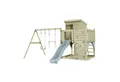 OutdoorToys Spielturm Björn, aus Holz in Eisblau mit Trapezstange & Rutsche, Kletterwand