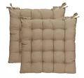 Betz 2 Stück Stuhlkissen mit Bändern - Sitzkissen für Außen oder Innen Größe 40 cm x 40 cm weich gefüllt Farbe beige - 2 Stück