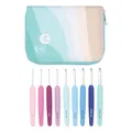 KnitPro Waves Häkelnadel-Set – 9-Haken-Deluxe-Geschenkset, Größen 2 – 6 mm, ergonomische weiche Griffe, weicher Gummigriff für arthritische Hände, leichte und bequeme Häkelnadeln zum Stricken