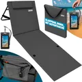 DETEX® Strandmatte mit Rückenlehne Gepolstert Anthrazit Sonnenliege klappbar UV-beständig Tasche Reißverschluss Kissen Tragegurt Garten Camping Picknick Liegematte 158x56cm