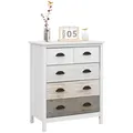 HOMCOM Kommode mit 5 Schubladen Griff Kippschutz Weiß 70 x 38 x 85 cm