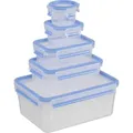 Emsa Clip & Close 5Er Set Frischhaltedosen, 0,15 L - 3,7 L, 508568 - Blau/Transparent