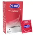Durex Gefühlsecht Ultra Kondome 10 Stück, extra dünn, Spitze, Silikongel