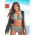 Bügel-Bikini-Top KANGAROOS "Anita", Damen, Gr. 36, Cup C, schwarz-weiß (schwarz, weiß), Microfaser, Polyamid, gestreift, kontrastfarbene Details, Bikini-Oberteile, im angesagten Blockstreifendesign