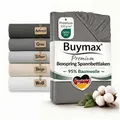 Buymax Spannbettlaken Premium Jersey für Boxspringbett, 95% Baumwolle, bis 35 cm, Jersey, Gummizug: Rundumgummi, (1 Stück), Premium Baumwolle Jersey 250g/m2, weich & elastisch, bis 35cm Steghöhe grau 180-200 cm x 200-220 cm
